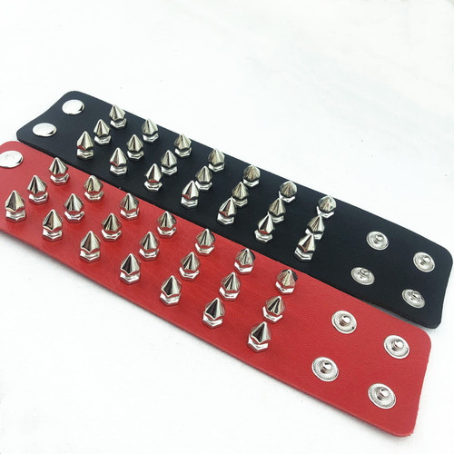 European and American fashion hip-hop sharp rivets 3 rows of domineering trendy punk couple bracelets accessories bracelets