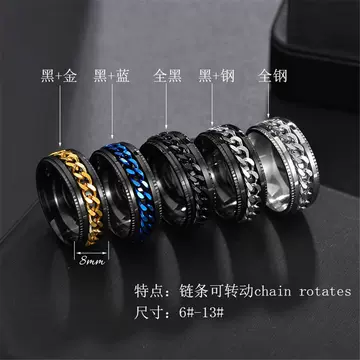 [small wholesale] cross border hot selling stainless steel embossed rotating chain ring simple and fashionable titanium steel ring