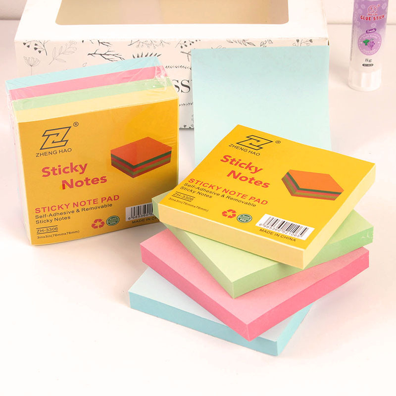 Office Colorful Sticky Notes 400 Pcs Thick Note Paper Student Creative Stationery Simple Reusable Sticky Note Pad