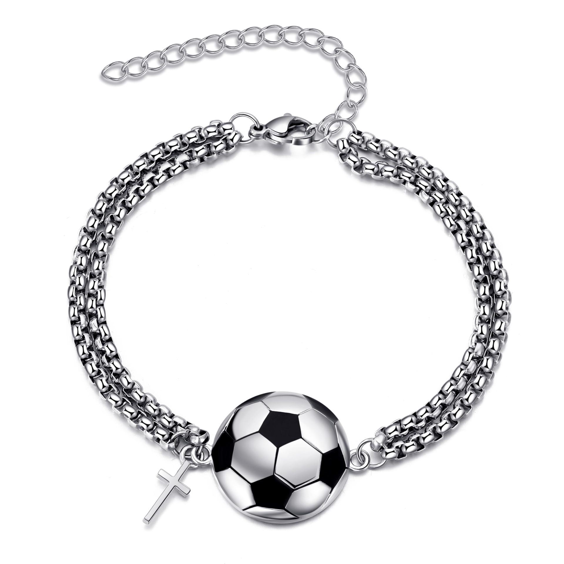 Nuovo braccialetto da uomo da calcio transfrontaliero di Amazon per i Mondiali, con ciondolo a croce, stile unisex, design alla moda._voghion.com