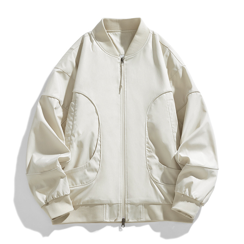 Vintage americano chaqueta de piloto de moda hombre chaqueta de béisbol suelta primavera y otoño gris chaqueta superior chaqueta