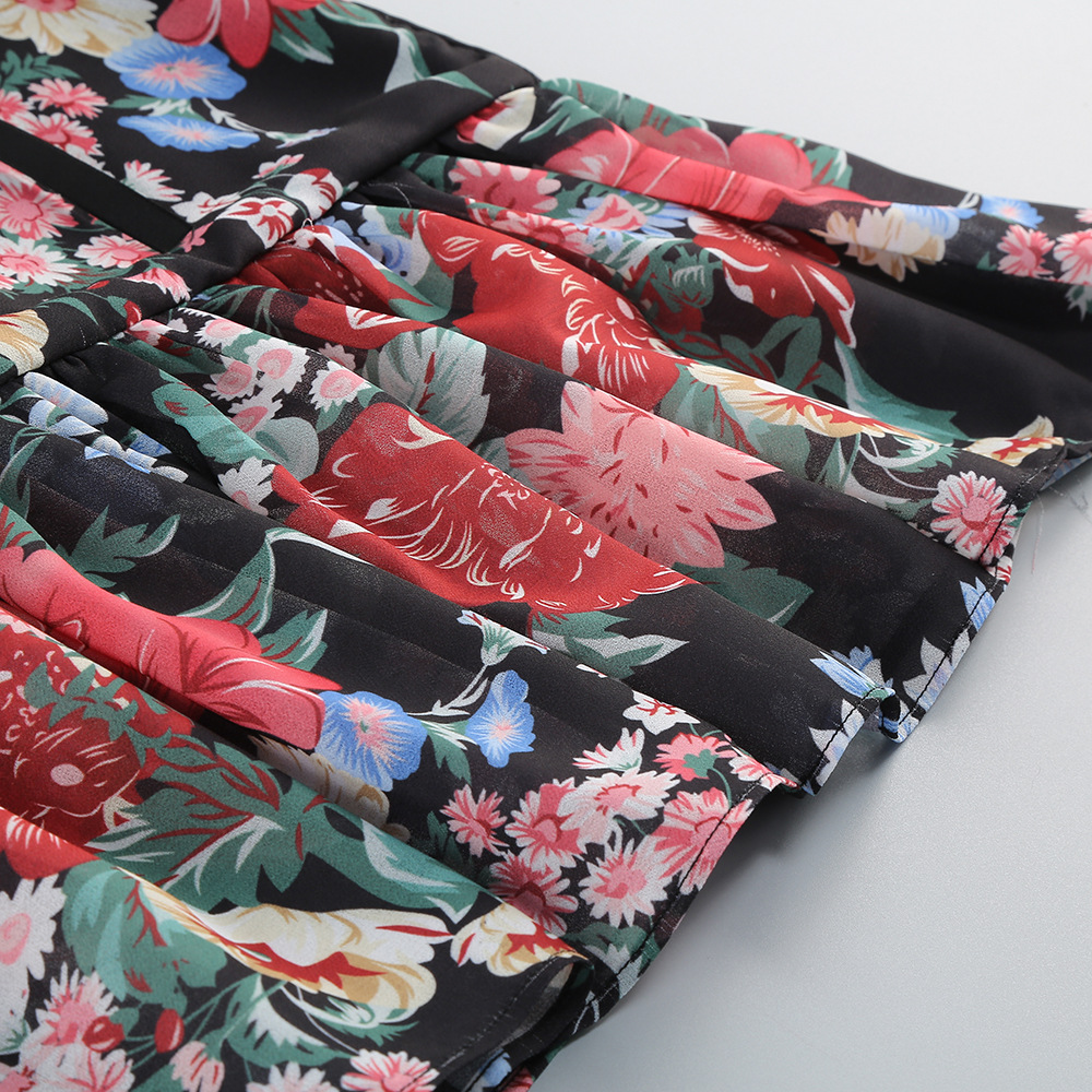 Women's Clothing Sexy Floral Print Strapless Halter Top And Cropped Mini Skirt Set Women's Cake Skirt Fashion Party Wear_ecoleips.com