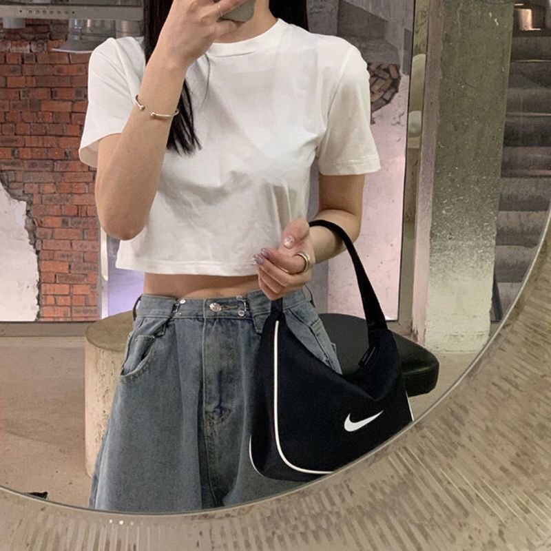 Pure Cotton 2026 Summer New Style Short-Sleeve Round-Neck T-Shirt for Women, High-Waisted, Cropped, Stylish and Attractive Inner Wear