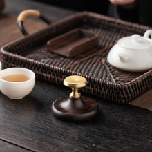 黑檀铜木盖置壶盖托高档紫砂壶盖置物架简约盖碗茶器茶壶茶道配件