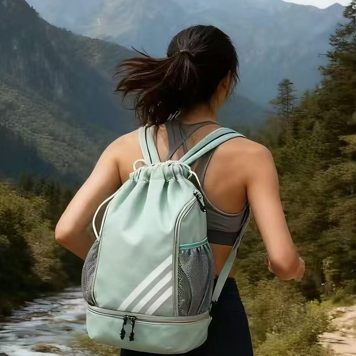 Sports Backpack, Outdoor Training Basketball Football Bag, Large Capacity Fitness Swimming Mountaineering Bag, Drawstring Backpack