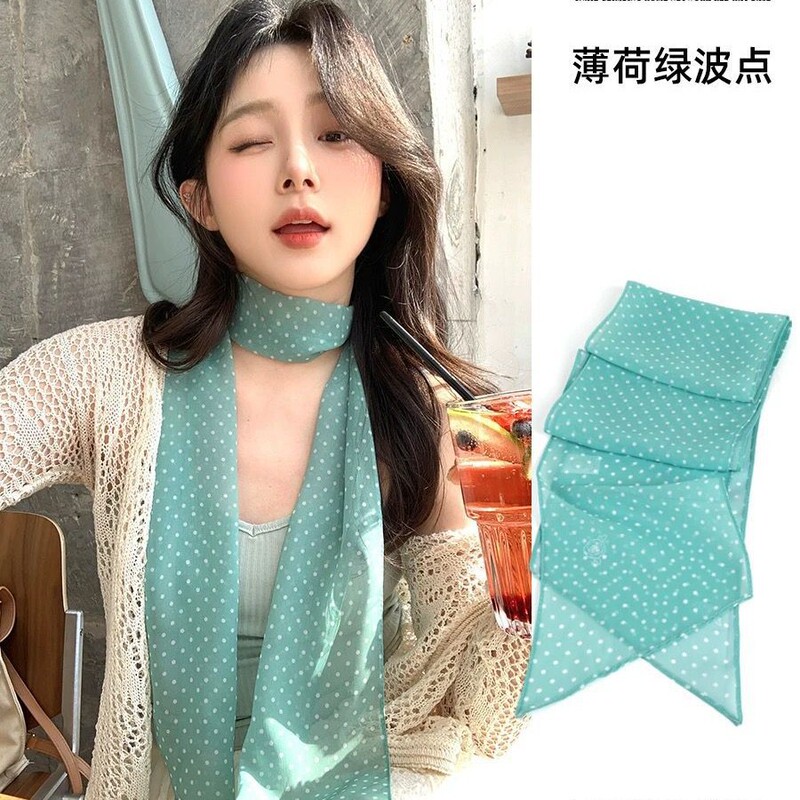 French Retro Floral Silk Scarf, Summer Thin Sunscreen Small Square Scarf, Head Wrap, Hair Tie, Holiday Bow