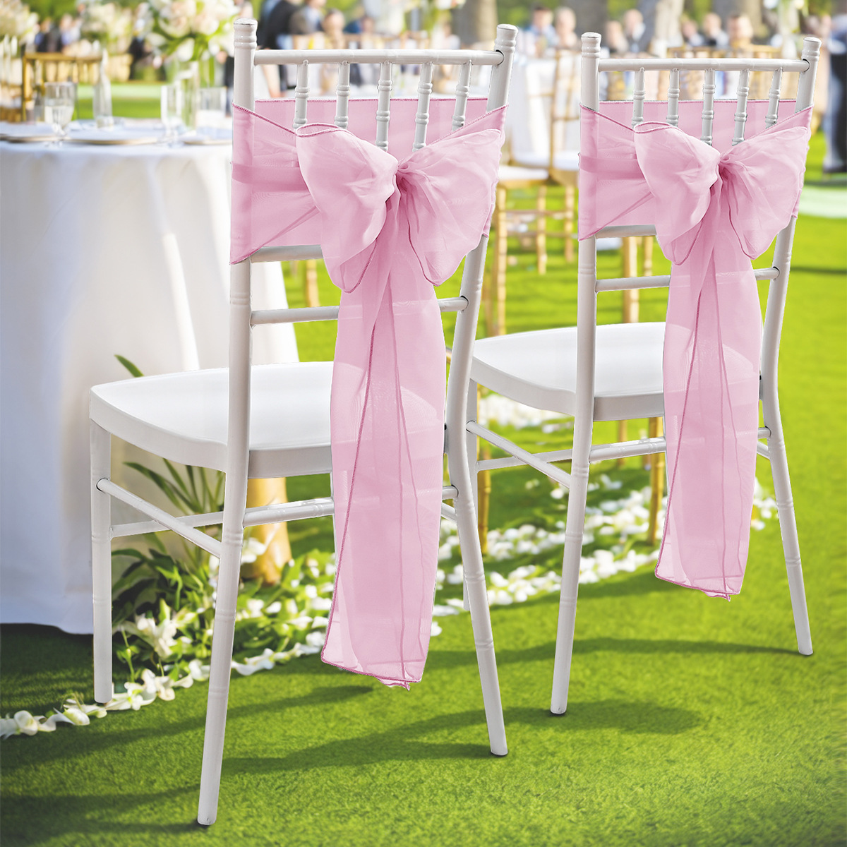 Trailon nuevo estilo transfronterizo respaldo de silla flor arco de boda decoración ramo de fotografía de boda accesorios funda de silla respaldo de silla flor