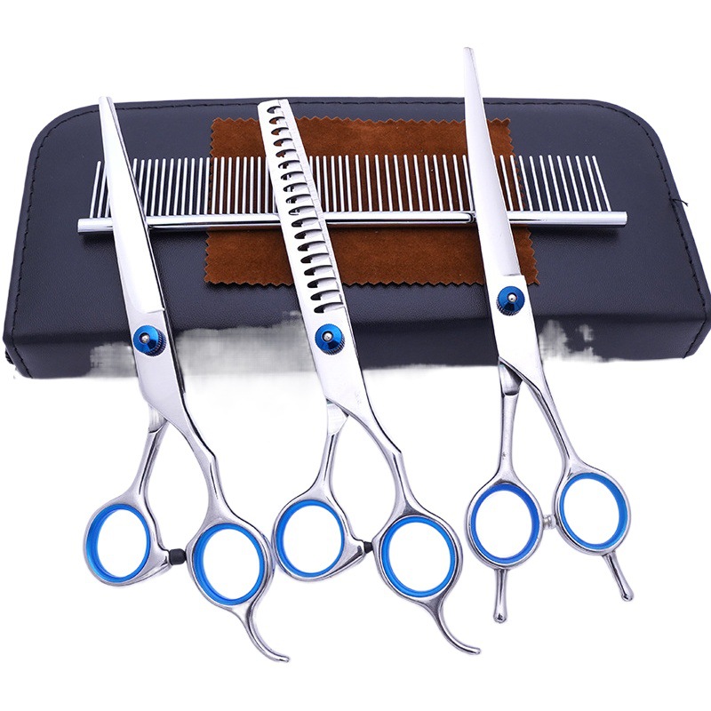 Directo de fábrica de 7 pulgadas de acero inoxidable tijeras para mascotas tijeras de corte de pelo de perro profesional tijeras de dientes finos tijeras de hueso de pescado traje