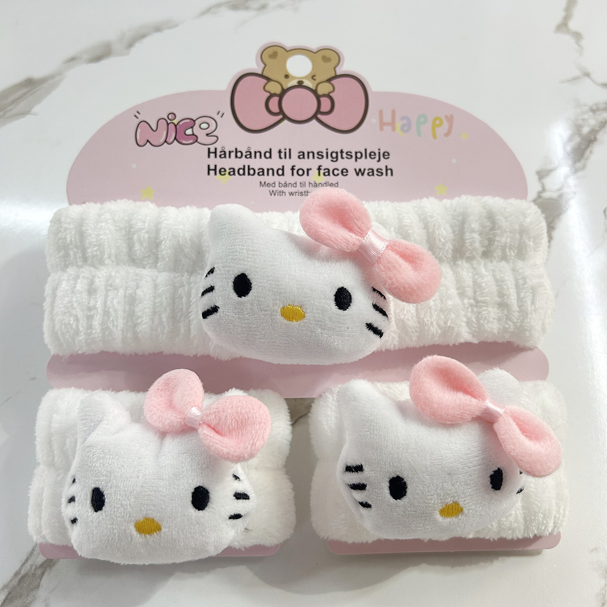 Banda de cabello de moda con tarjeta de papel dulce decoración de animales pequeños de peluche de lavado banda de cabello de dibujos animados correa de muñeca tridimensional