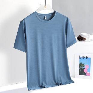 Summer Thin Casual Sports T-shirt Men's Elastic Quick-drying Breathable Fitness Running Women's Short-sleeved Sweat-absorbent Ice Silk Shirt