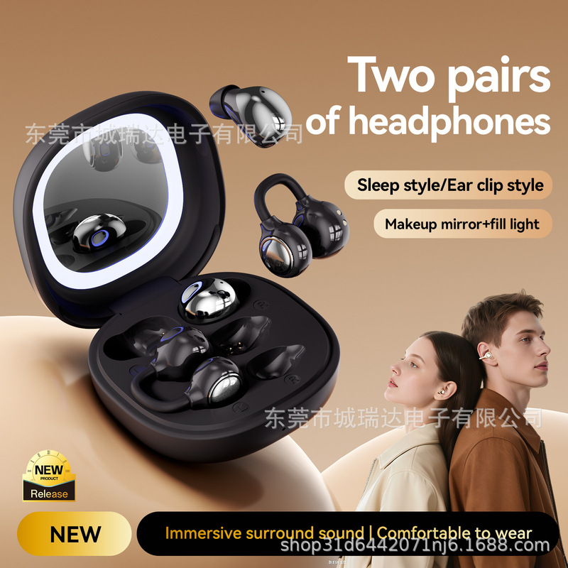 2026 New Model M165 Couple's Wireless Ear Clip Bluetooth Earphones In-Ear Sleep Headphones Makeup Mirror Cross-Border