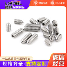 316不锈钢锥端紧定螺丝 M3-M12内六角尖端紧定 不锈钢机米螺丝