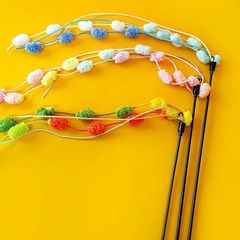 Jie Jie Gao Catnip Wand Fairy Tassels Yarn Ball Self-Entertaining Fun Maker Bell Durable Chew-Resistant Junior Cat Rod Cat Toy