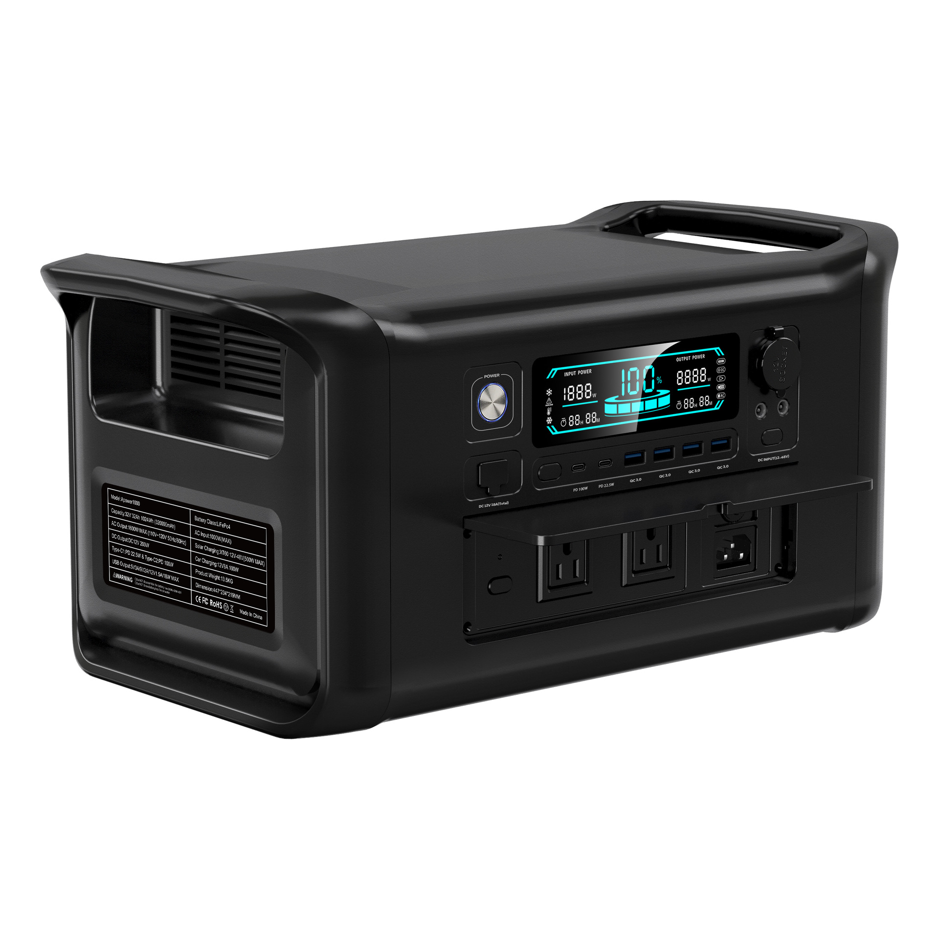 1000W户外移动电源220v大容量便携家用自驾游直播露营摆摊应急蓄