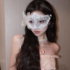 假日化妆舞会公主面具女成人派对半脸面具白色羽毛半脸眼罩道具