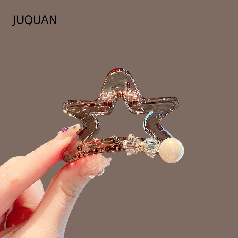New Summer Translucent Five-Pointed Star Small Back Head Hairpin High-End Ponytail Grabber Shark Clip Hairpin for Women Summer