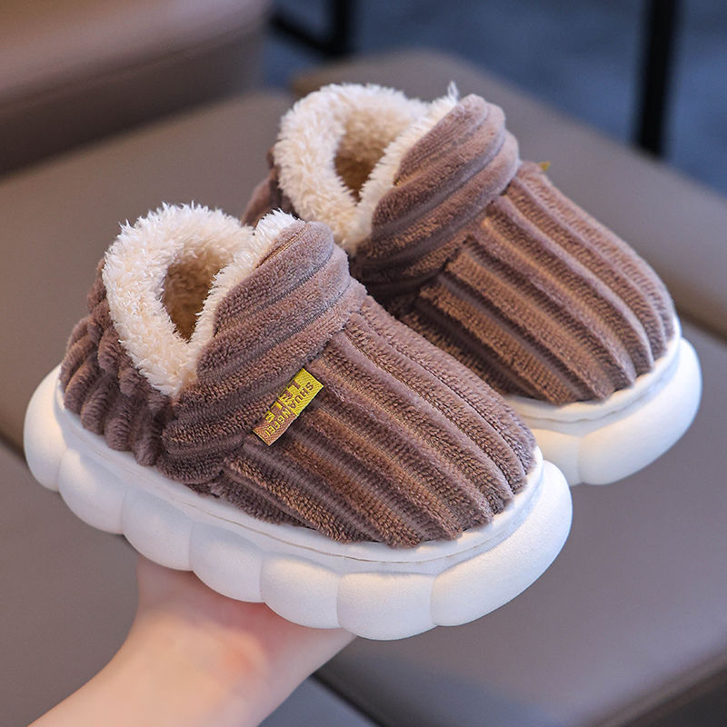 Otoño y invierno bolsas de niños zapatos de algodón de talón 2024 nuevo calentamiento y terciero en el hogar fondo grueso para hombres y mujeres, zapatillas de algodón de lana antideslizante