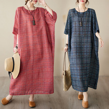 棉麻连衣裙2023女新款夏季原创文艺复古新中式民族风长裙袍子显瘦