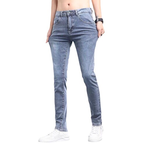 Spring and Autumn Men's Jeans Slim Straight Leg Pants Trend Brand Light Color Cool Style Breathable Casual Fashion Versatile Long Pants