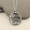 Cross -border new popular jewelry creative retro leaves hollow moon wolf circular pendant necklace necklace