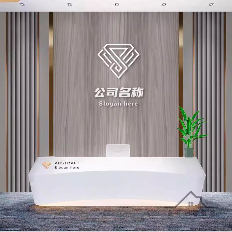 8d公司前台logo形象墙壁纸背景墙画美容院墙布仿大理石纹吧台墙纸|undefined