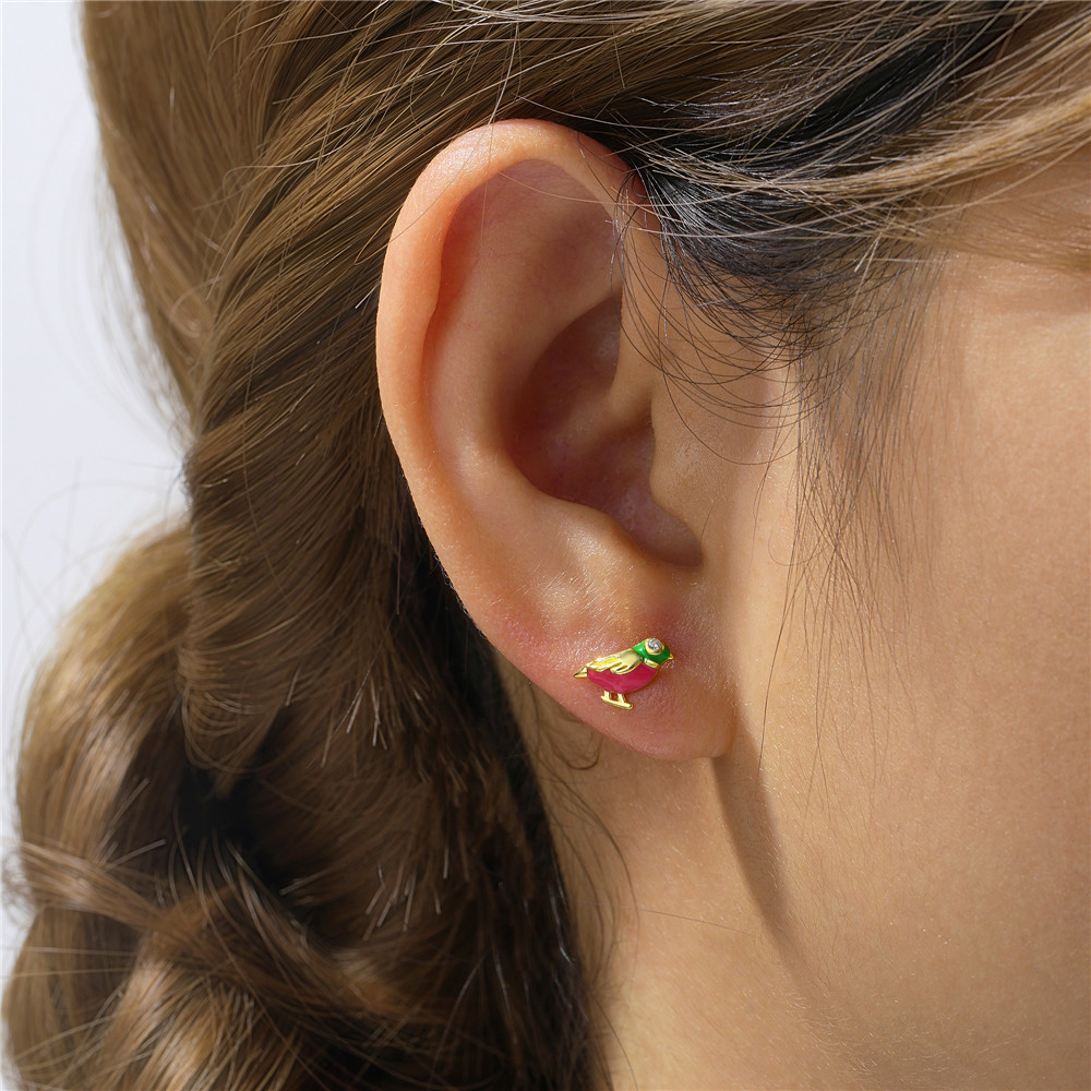 1 Pair Cute Simple Style Cartoon Plating Sterling Silver Zircon Ear Studs display picture 20