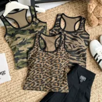 841 # американская горячая девушка с коротким камуфляжным камзолом женский летний новый тонкий тонкий сладкий прохладный топ