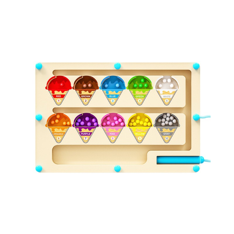 Wooden Children's Ice Cream Dinosaur Intelligence Magnetic Absorption Maze Space Logical Thinking Holding Pen Early Education Educational Wooden Toys