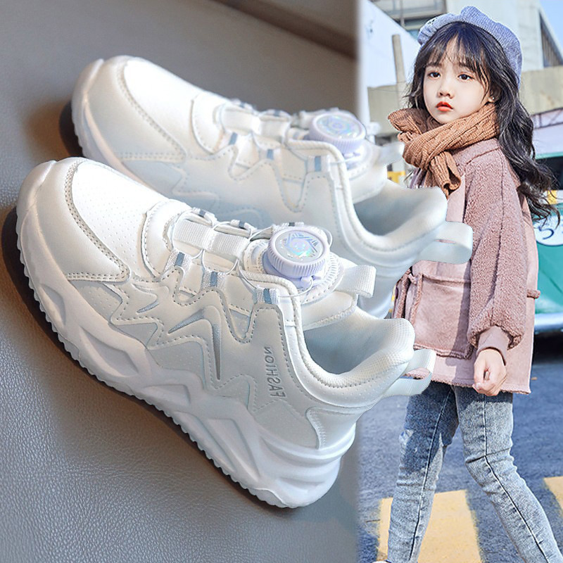 Rotating Buckle Girls' Shoes 2023 Spring and Autumn New Children's Sports Dad Shoes with Soft Soles, Trendy, Lightweight, Available for Wholesale