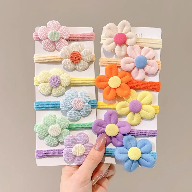 Flores de color cabello para niños no lastiman anillo de cabello para niñas lindas cuerdas de cabeza de cola de caballo alta banda de goma elástica tocado