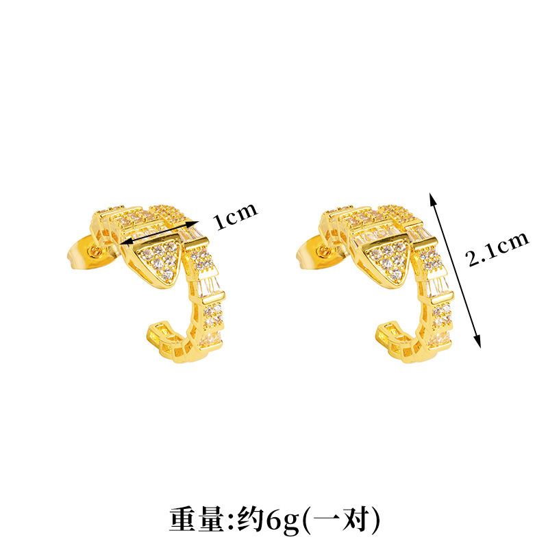 Gufa Sha Gold Zodiac Serpente Personalidad Joyas Collar pendientes de orejas Anillo de la mujer doblado Año de la Serpente Accesorios versátiles