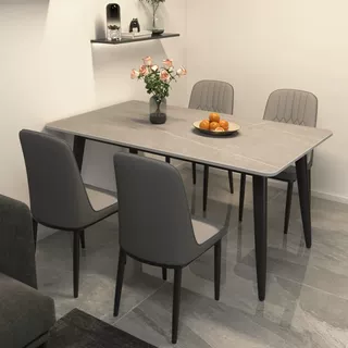 岩板餐桌椅组合家用小户型意式哑光加厚饭桌现代简约亮光吃饭桌子