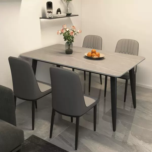 Rock Board Dining Table and Chair Combination Household Small Apartment Italian Matte Thickened Dining Table Modern Simple Light Dining Table