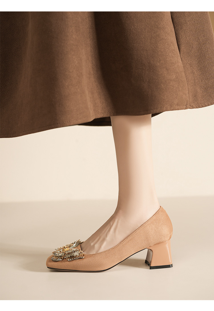 5688C-179 Sud Wdding Shos For Womn, Chunky Hl, Two-Way War, Squar To, Bowknot, Mid-Hl, Comfortabl,_voghion.com