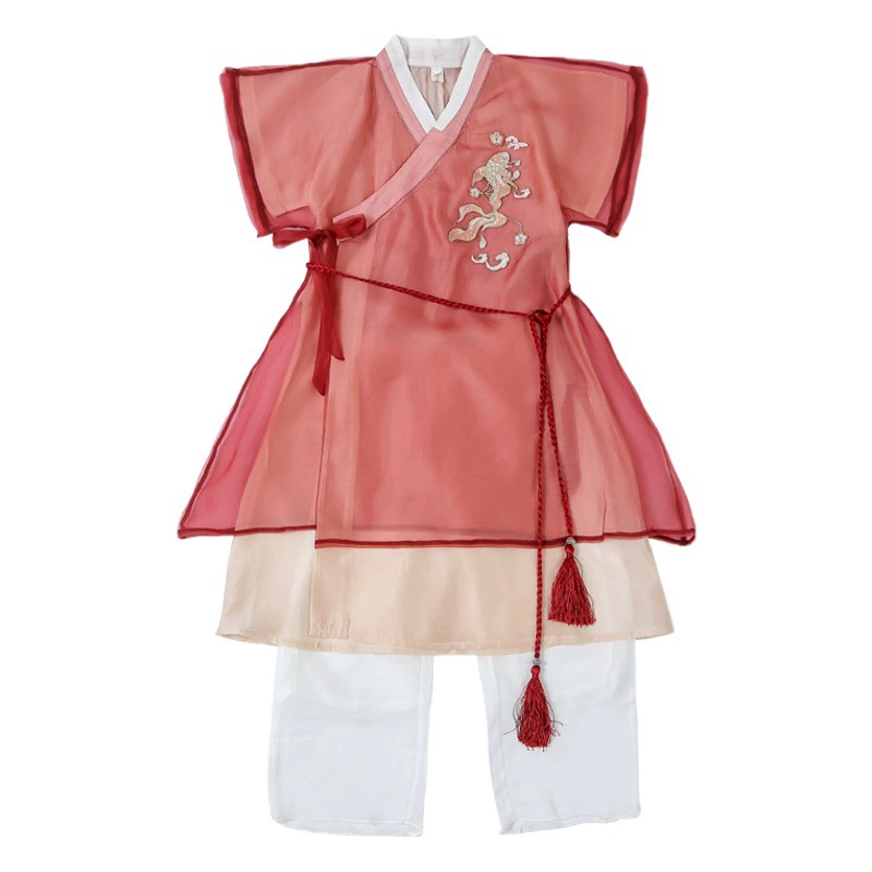 Костюм Тан для мальчиков ханьфу для девочек винтажный костюм в китайском стиле летний костюм в знаменитом этническом стиле детский фестивальный костюм