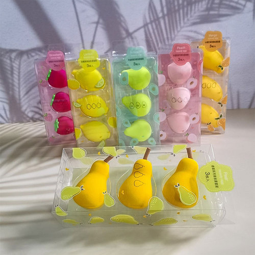 Fruit Beauty Egg Set Combination Soaked Large Powder Puff Lemon Pear Strawberry Avocado Makeup Tools Wholesale