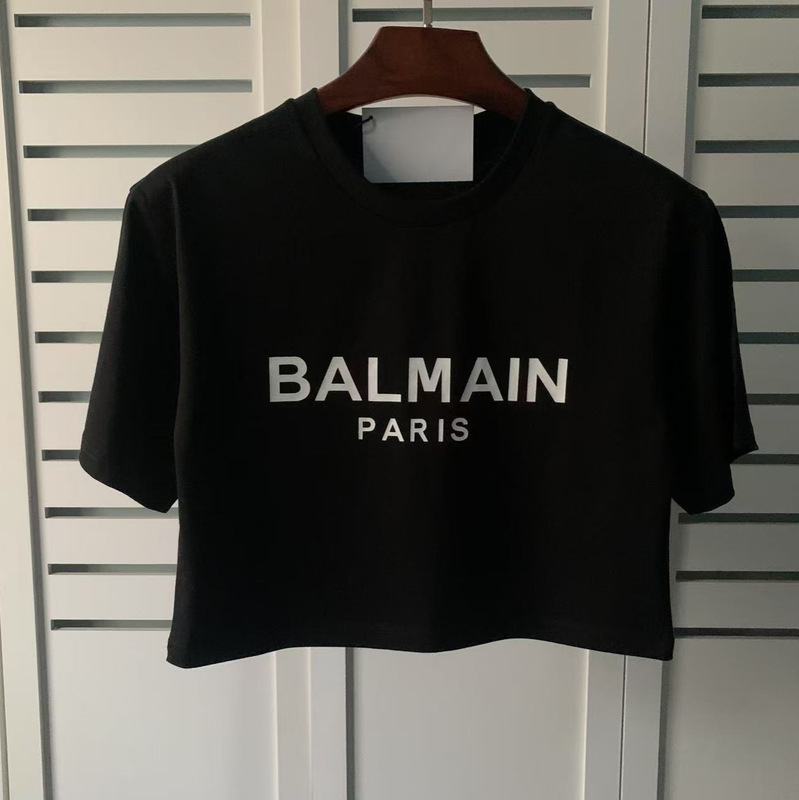 Spring and Summer New Balmain balmain Cotton Loose Letter Pullover Short Mid-Sleeve Ins Couple T-Shirt