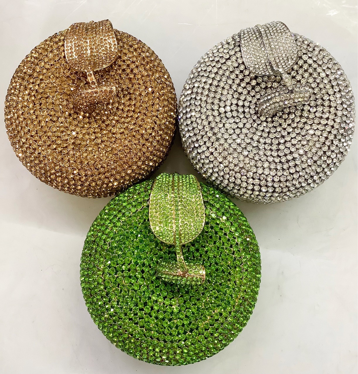 Túi clutch dạ tiệc đính kim cương đỏ kiểu mới — Nền Đen Kim Cương Trắng chi tiết 3