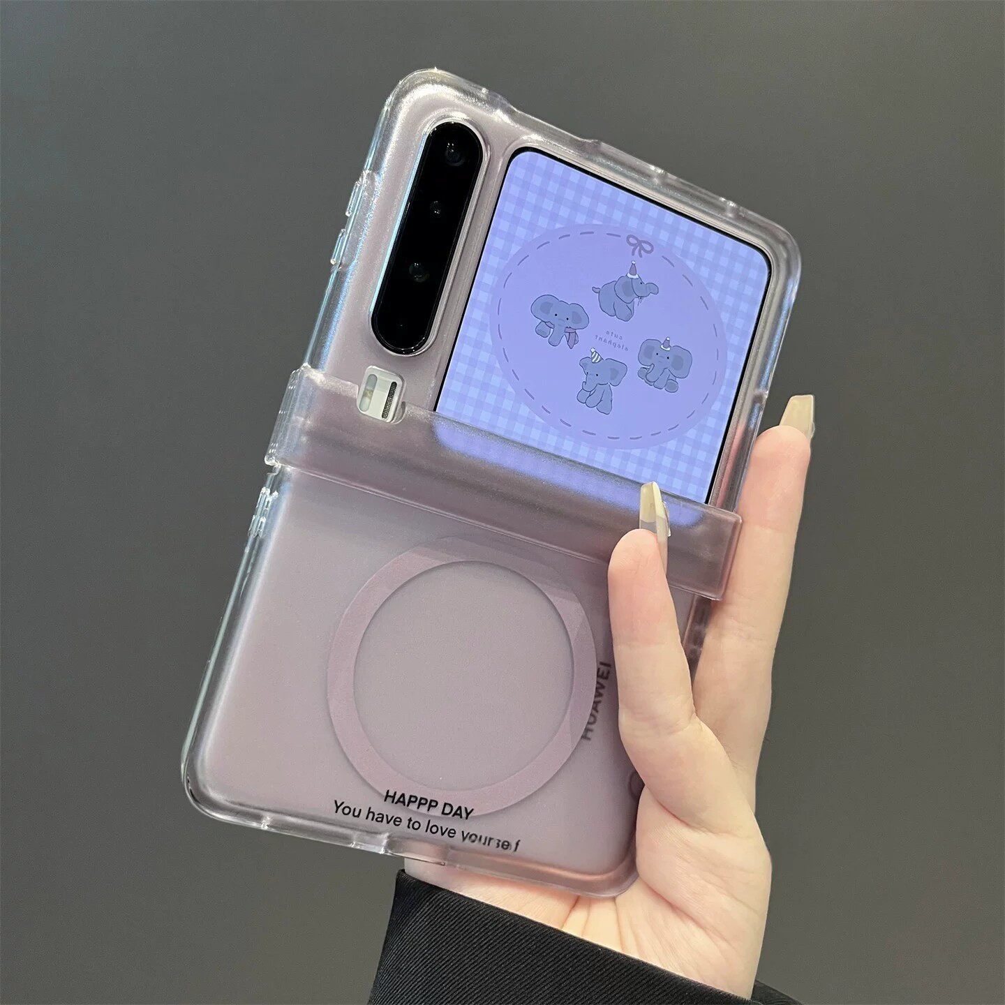 [Built-in magnetic suction + shell and film integration] Gray transparent full s…