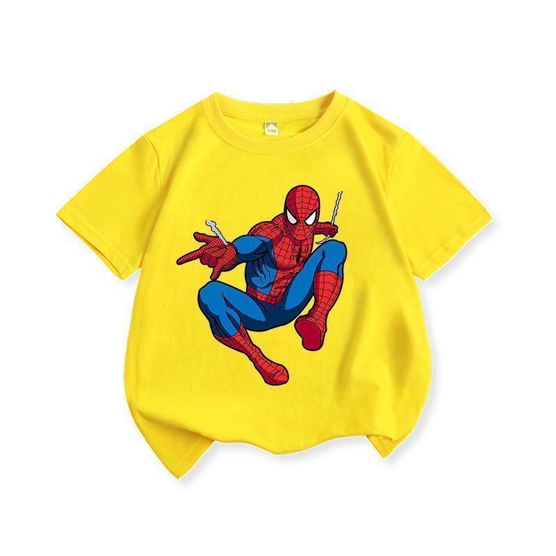 Boys' Batman Short-Sleeved T-Shirt Summer Superman Clothing Kidsren's 2025 New Tops Summer Wear Polyester Kidsren's Clothing Trendy