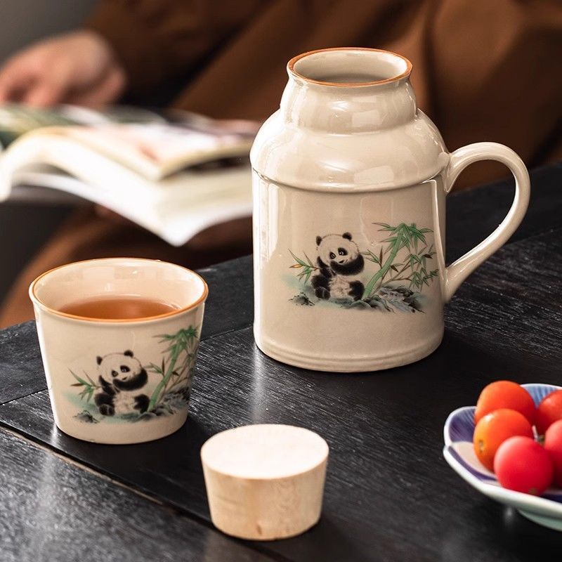 复古小暖壶家用带盖泡茶壶茶杯办公室大容量创意陶瓷焖茶杯礼盒装|undefined