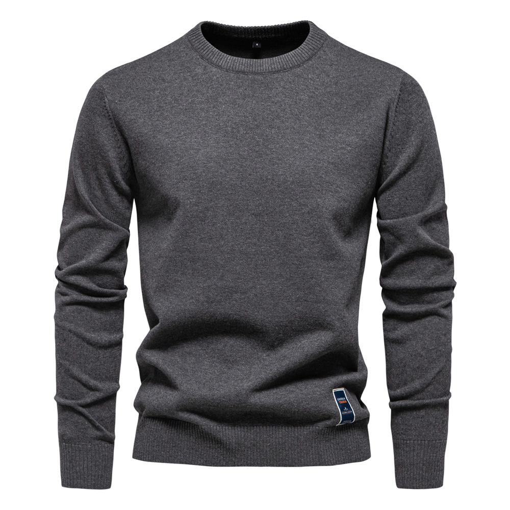 New Cotton Autumn And Winter Round Neck Solid Color European Size...