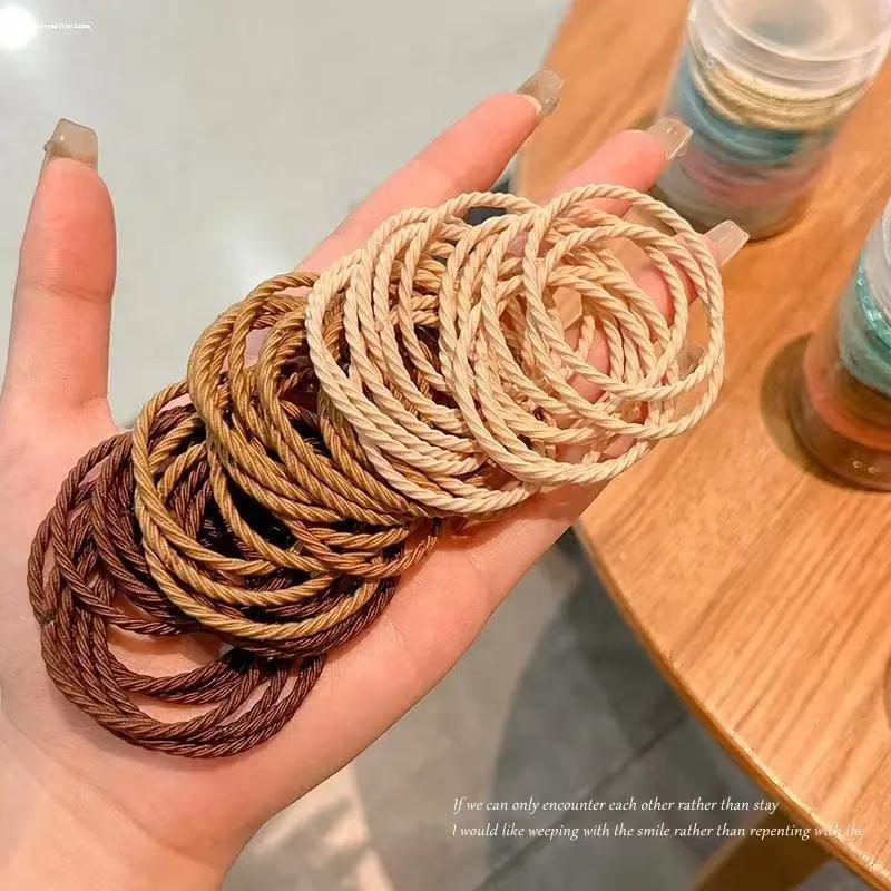 シンプルなヘアゴムバンド、耐久性のある缶詰の細いヘアゴム、多用途、高弾性、髪を傷つけない、ヘアロープ、気質ヘアロープレザーケース|undefined