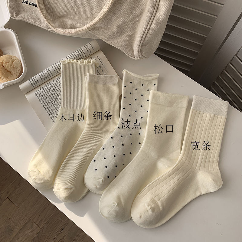 洛丽塔袜子袜子卷边女中筒薄款可爱波点春秋长袜日系学生堆堆袜子|undefined