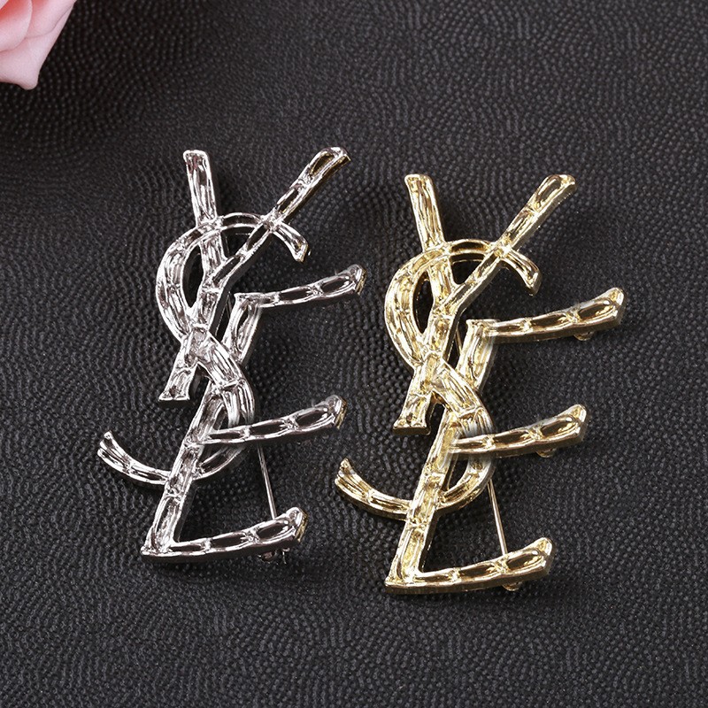 Yangshulin Brooch Niche Design Alloy Pin Light Luxury High-End Y Brand Letter Women's Suit Brooch Accessory
