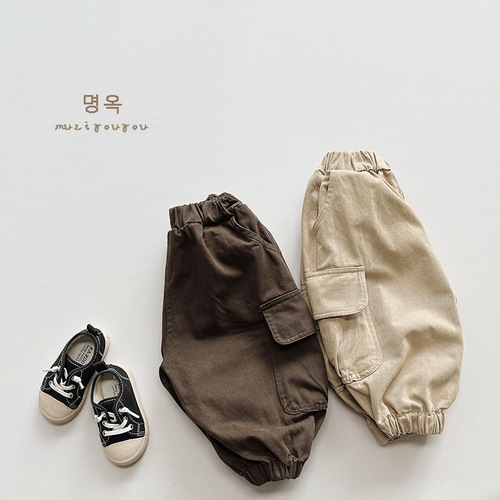 Retro style ~ children's overalls 2024 new autumn casual pants for boys and girls, children's Korean version of trendy children's clothing