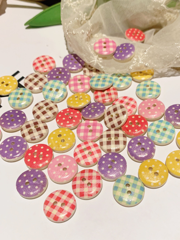 可爱ins风木扣混装手账手工diy作业儿童服装装饰纽扣配件亚马逊|undefined