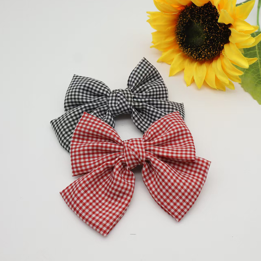 Cross-Border Plaid Bow Hairpin Duckbill Clip Internet Celebrity Bow Top Clip Back of the Head Clip Hair Accessories Yiwu Factory