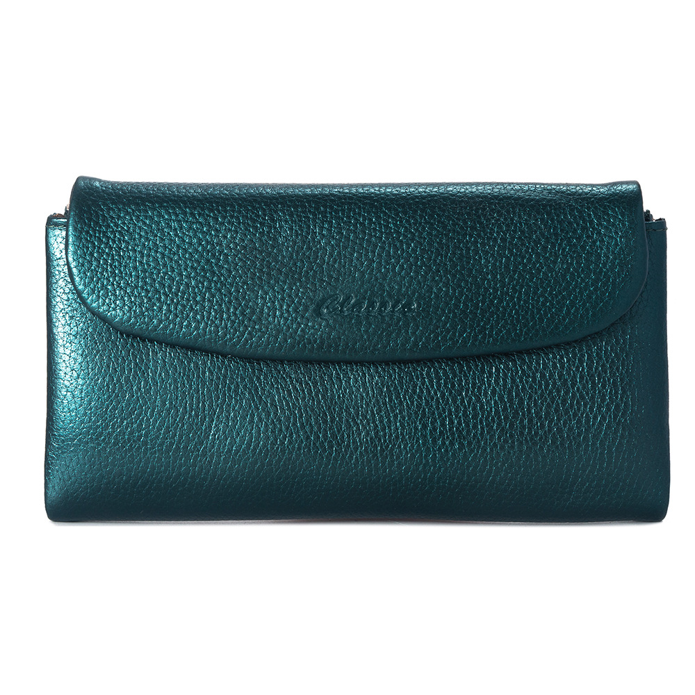 Cross-Border Long Genuine Leather Wallet Top Grain Cowhide Women's Luxury Glossy Clutch New Long Wallet For Women - Thumbnail 7