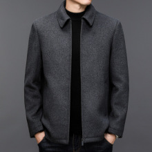 YINGAO商务毛呢短款大衣男士秋冬新款混纺拉链爸爸潮装男外套批发